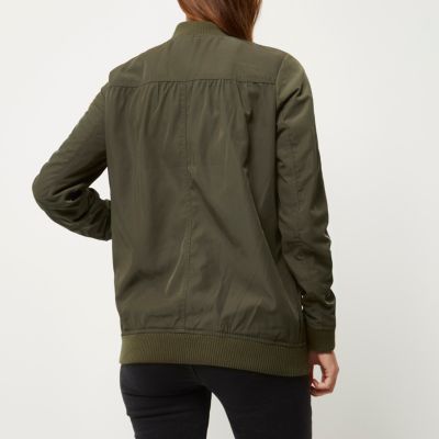 Khaki longline bomber jacket